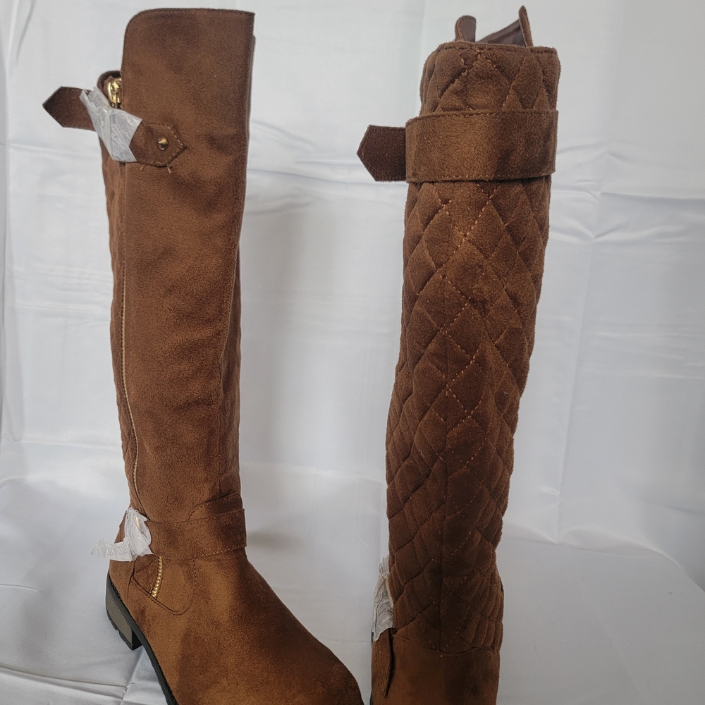 Forever Brown Knee High Quilted Boots